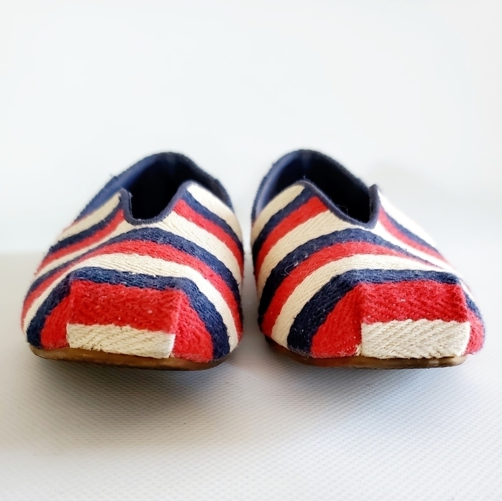Zara Trafaluc Striped Flats Red White Blue Size 38 or 7.5 - Picture 3 of 7